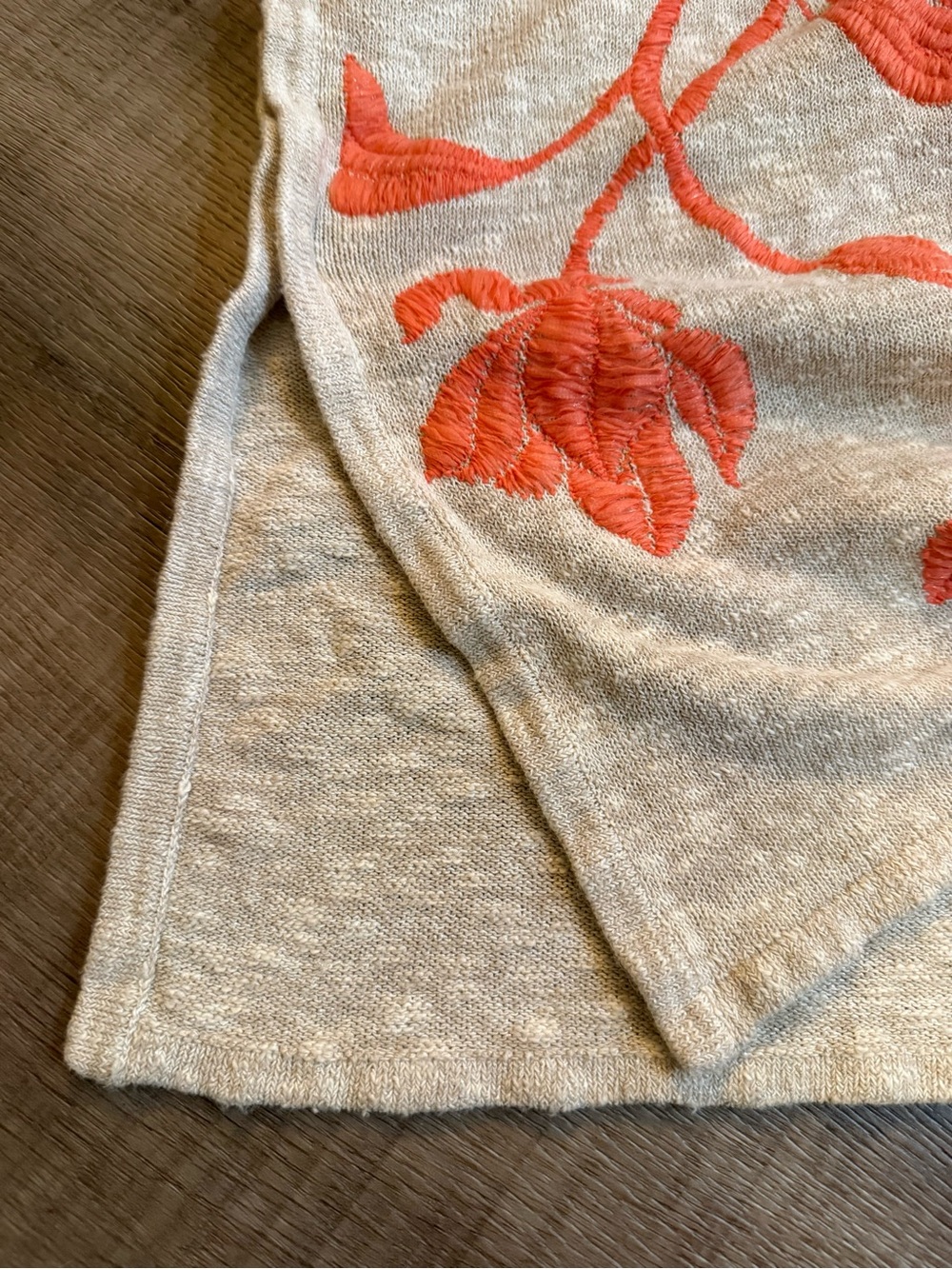 Chico's Beige Ruana Open-Front Cardigan Shrug  Floral Embroidery S/M - Picture 8 of 10
